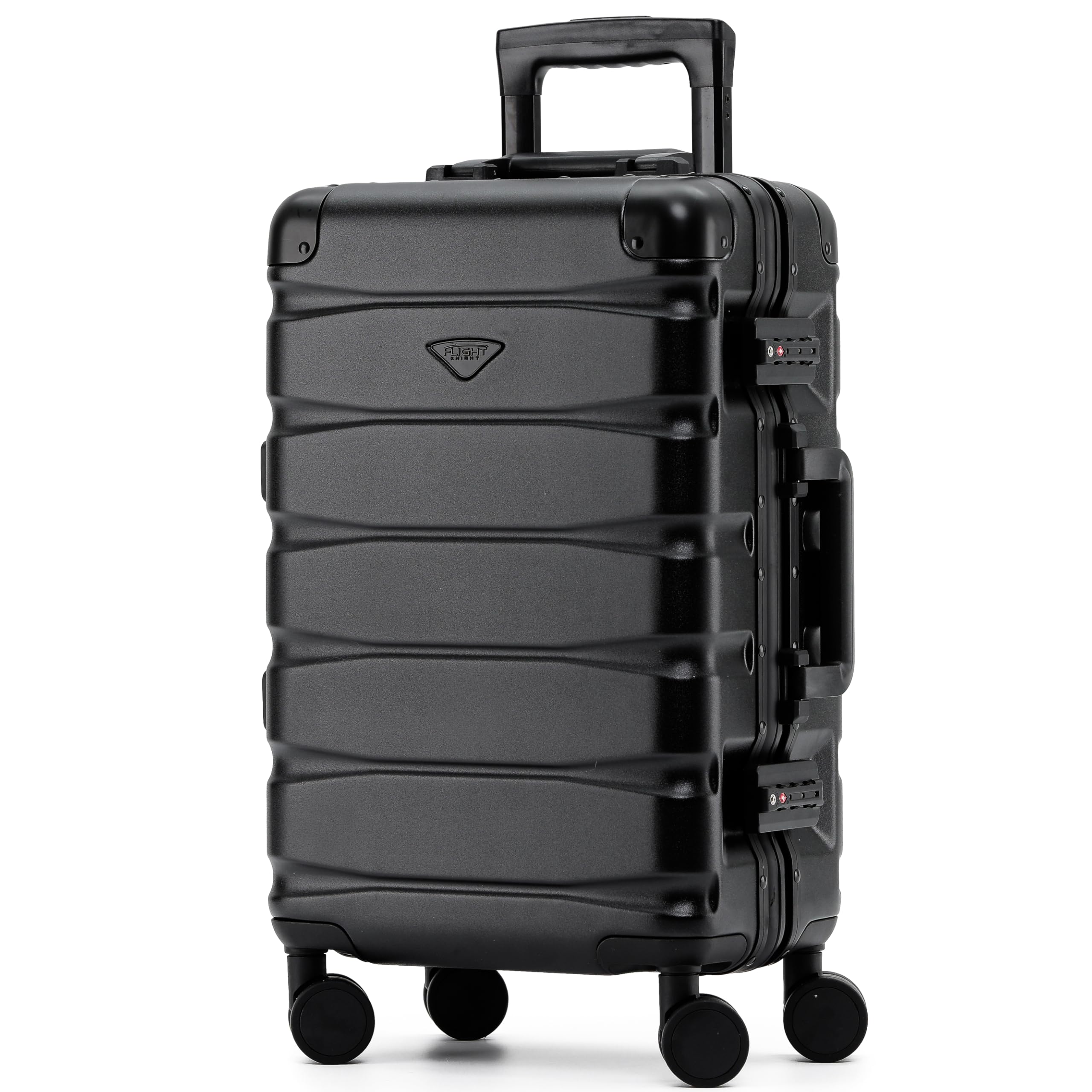 Flight Knight Premium Travel Suitcase - 8 Spinner Wheels - Built-in TSA Lock Lightweight Aluminium Frame, ABS Hard Shell Carry on Check in Luggage Highly Durable - Approved for Over 100 Airlines