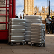 Aluminium suitcase set in front of Big Ben