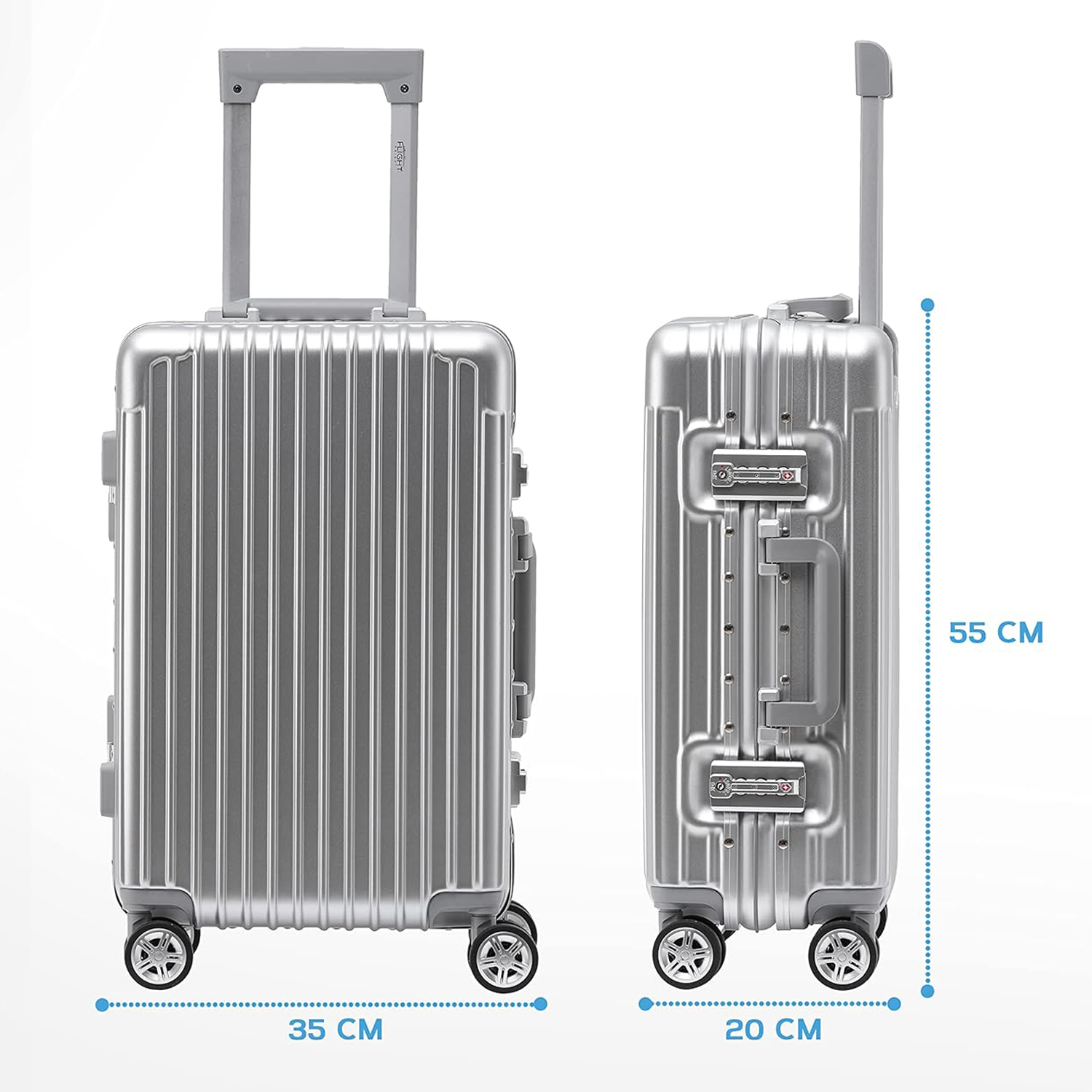55x35x20cm SILVER Carry-On Cabin Case