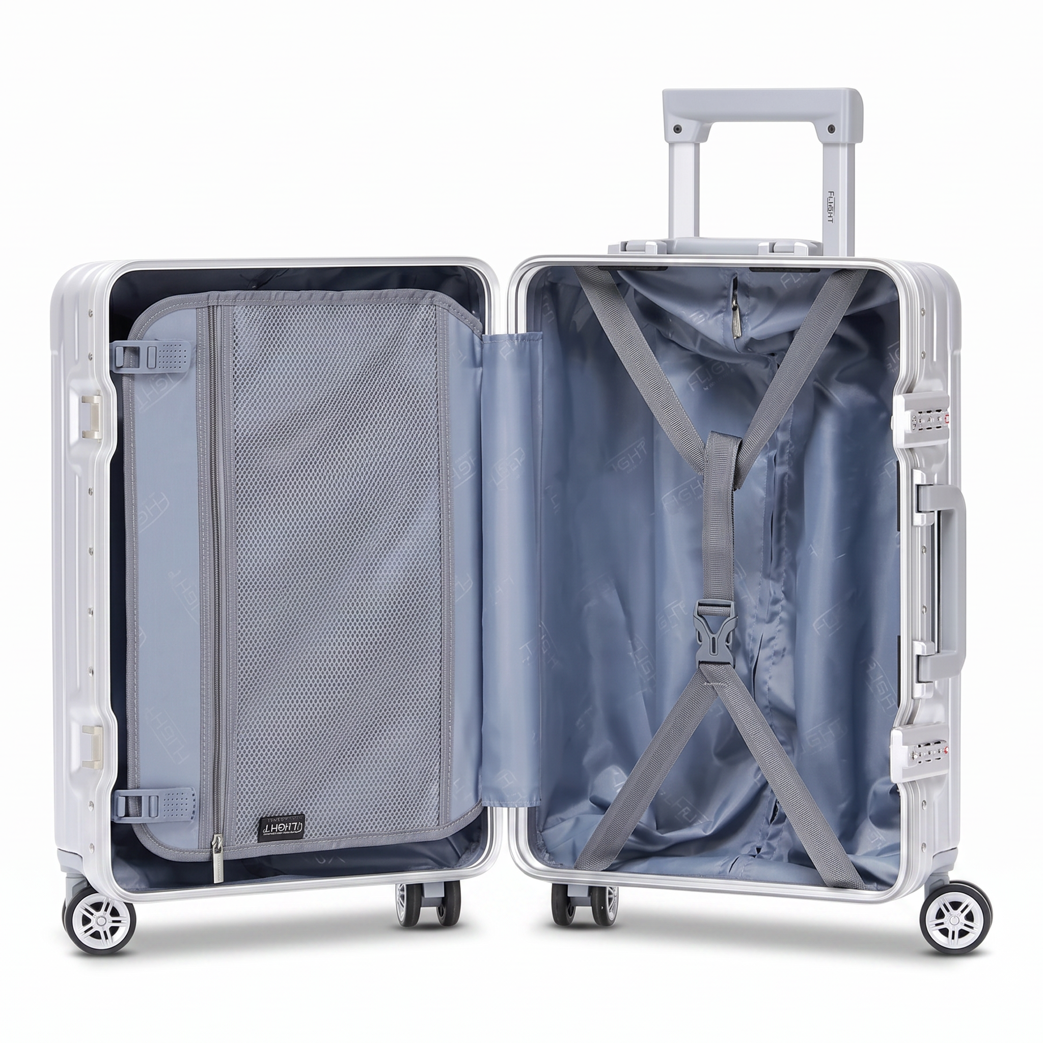 Medium 26" Silver Checked Suitcase