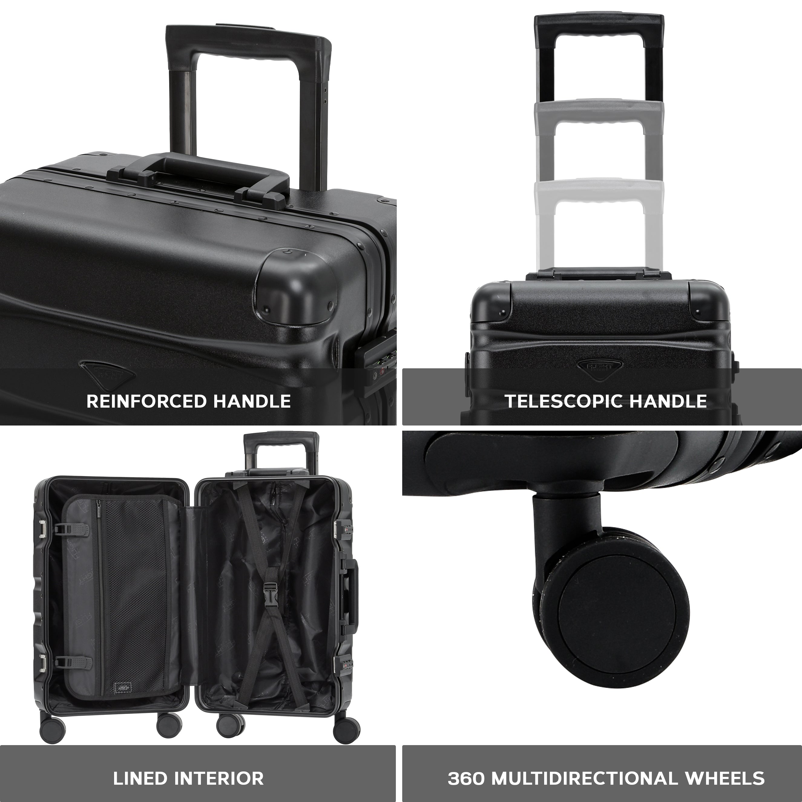 55x35x20cm Aluminium Frame Carry-On Cabin Case