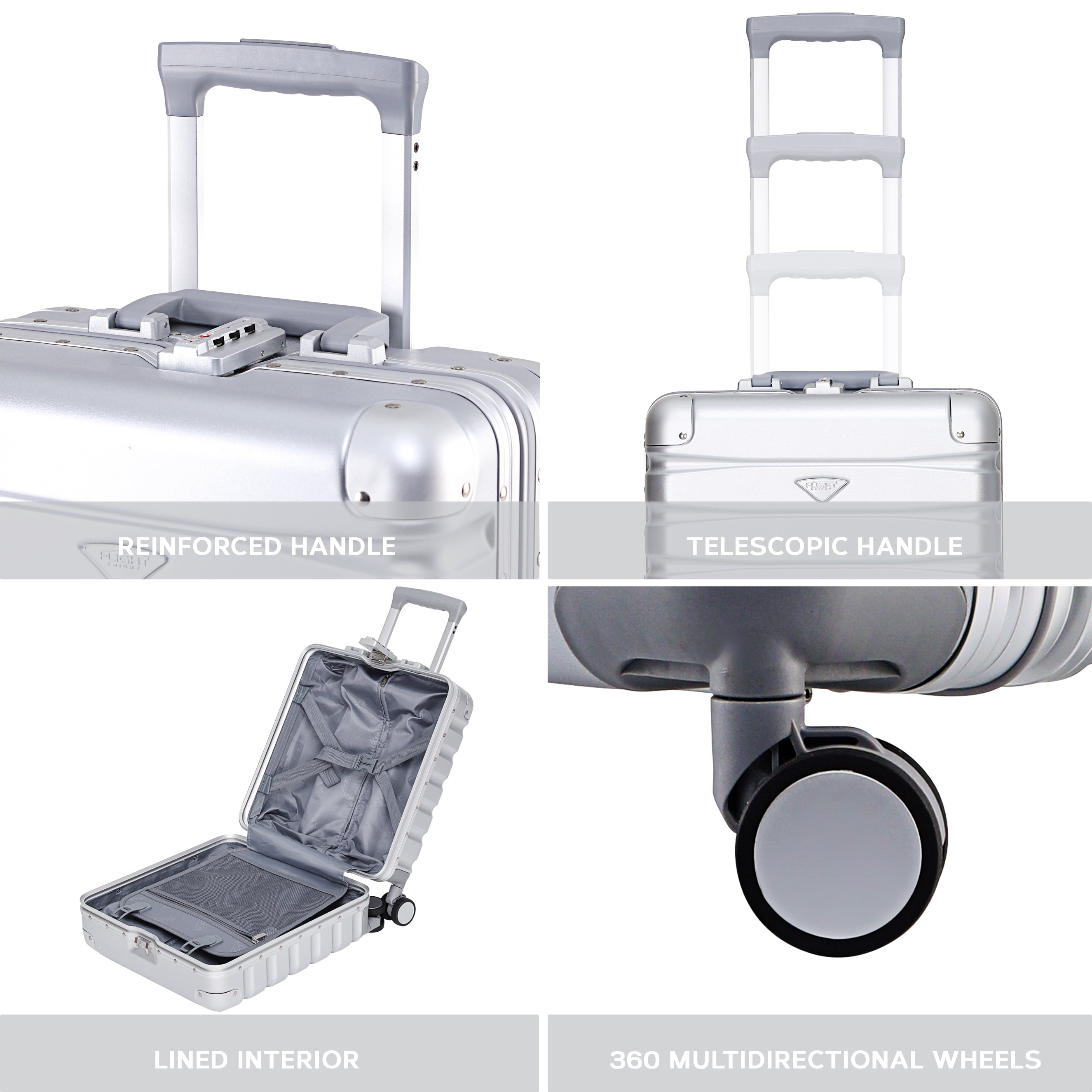45x36x20cm Aluminium Frame Carry-On Cabin Case