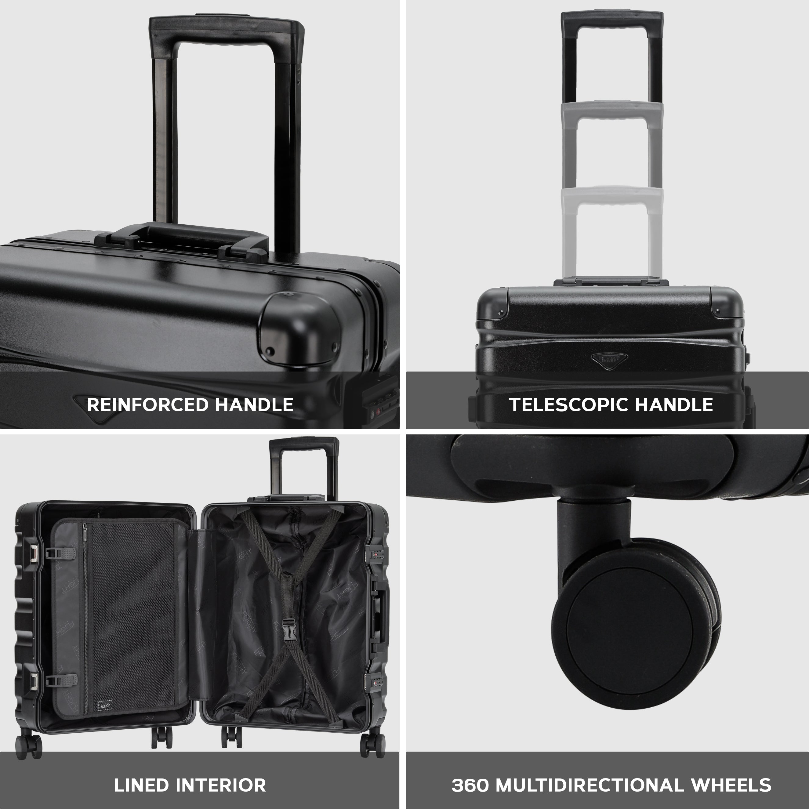 56x45x25cm Aluminium Frame Carry-On Cabin Case