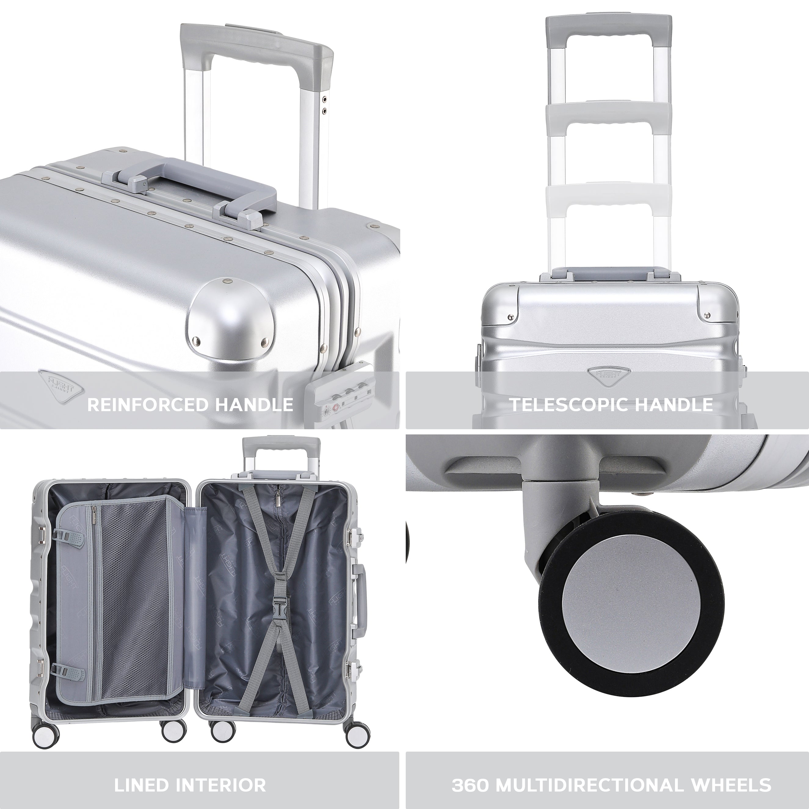 55x35x20cm Aluminium Frame Carry-On Cabin Case