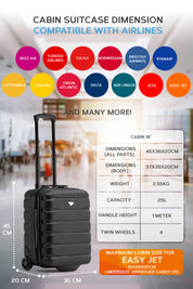 45x36x20cm 2 Wheel Cabin Carry on Case