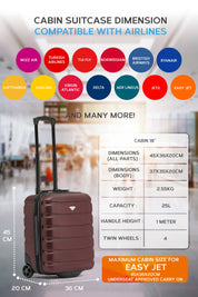 45x36x20cm 2 Wheel Cabin Carry on Case