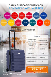 45x36x20cm 2 Wheel Cabin Carry on Case