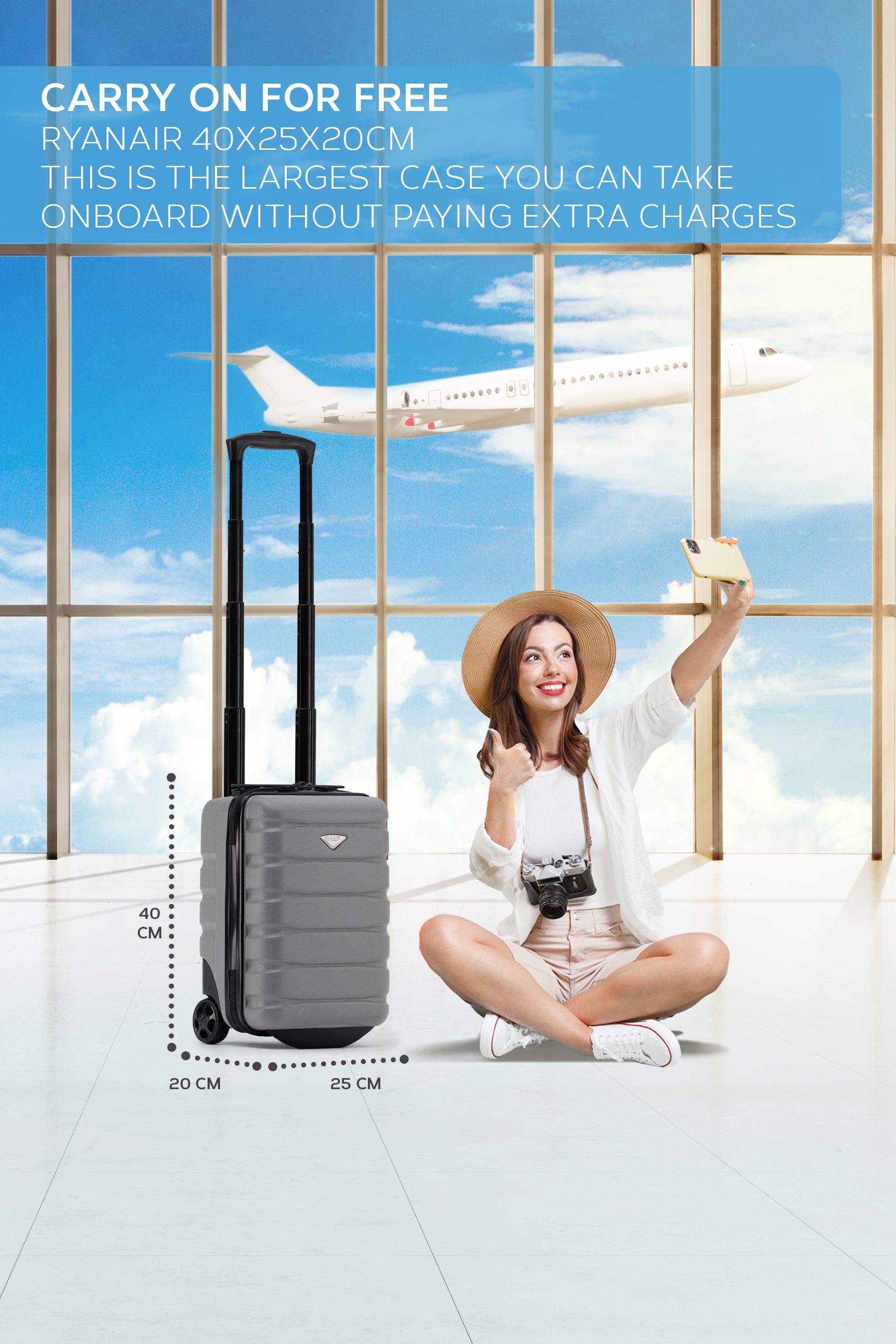 40x20x25cm 2 Wheel Cabin Carry on Case