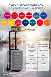 40x20x25cm 2 Wheel Cabin Carry on Case