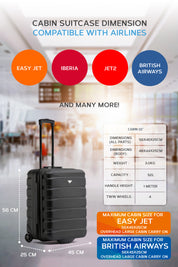 56x45x25cm 2 Wheel Cabin Carry on Case