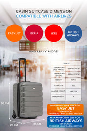 56x45x25cm 2 Wheel Cabin Carry on Case