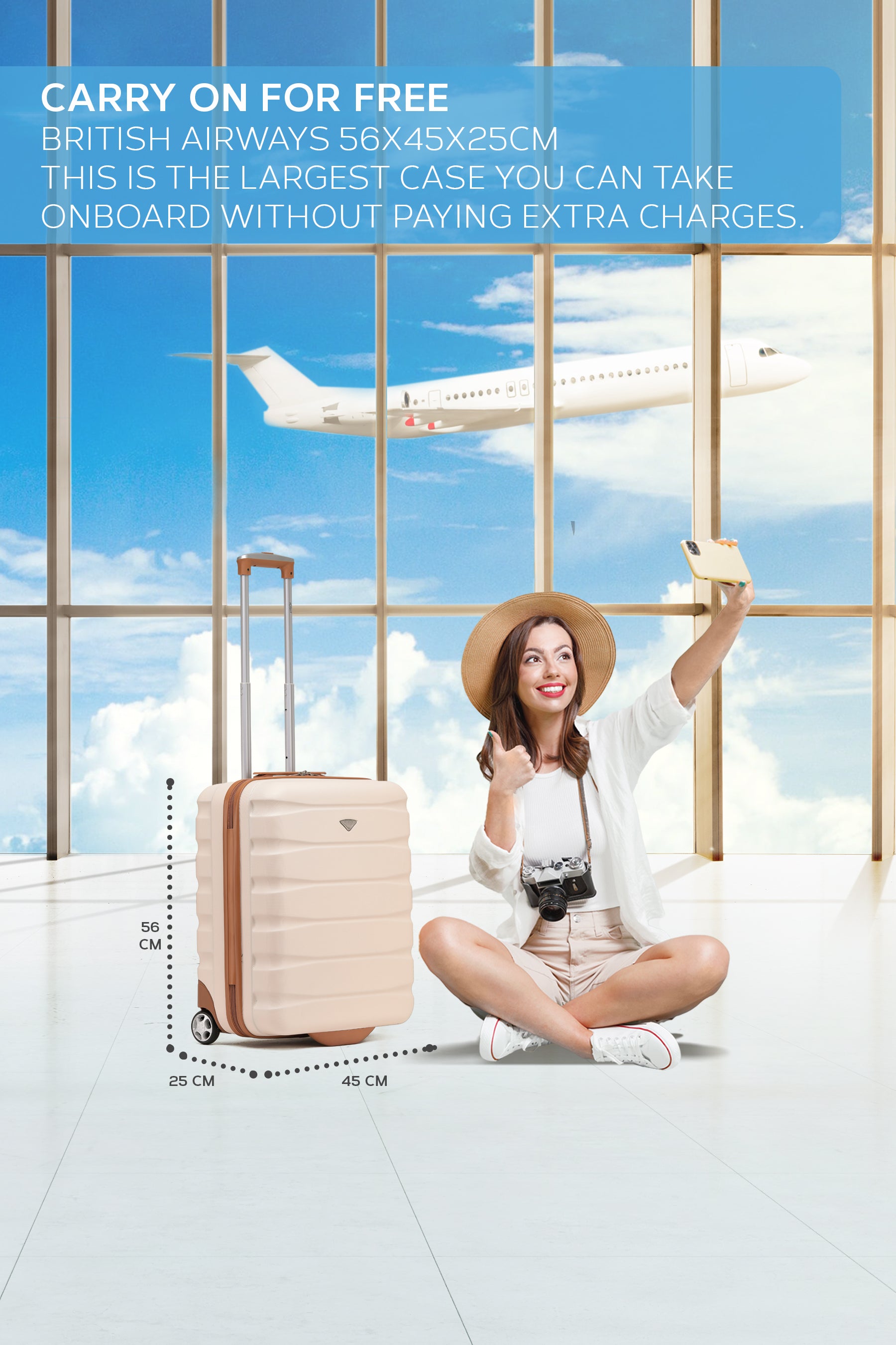 56x45x25cm 2 Wheel Cabin Carry on Case