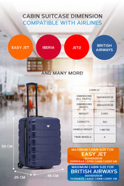 56x45x25cm 2 Wheel Cabin Carry on Case