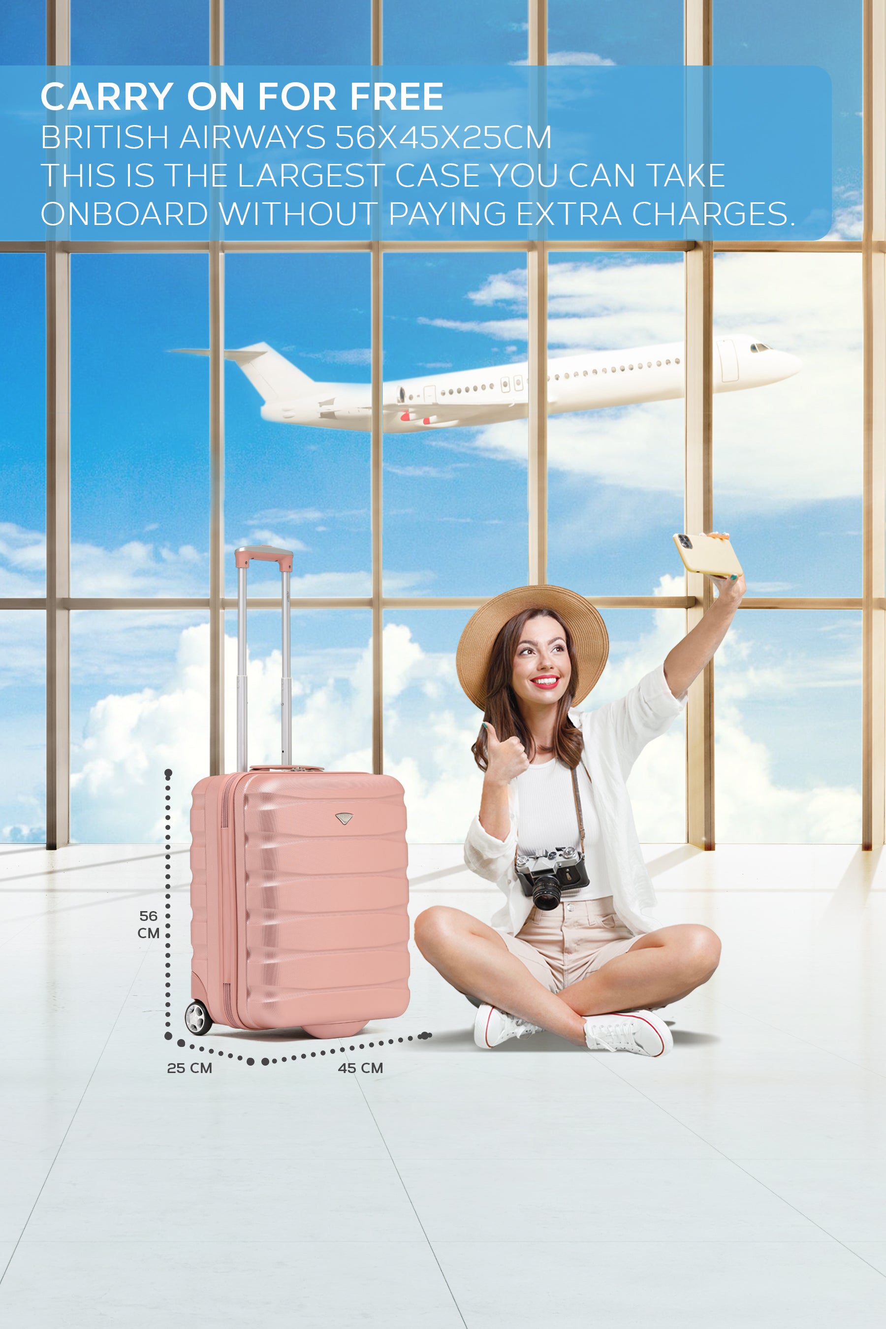 56x45x25cm 2 Wheel Cabin Carry on Case