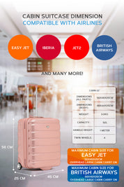 56x45x25cm 2 Wheel Cabin Carry on Case