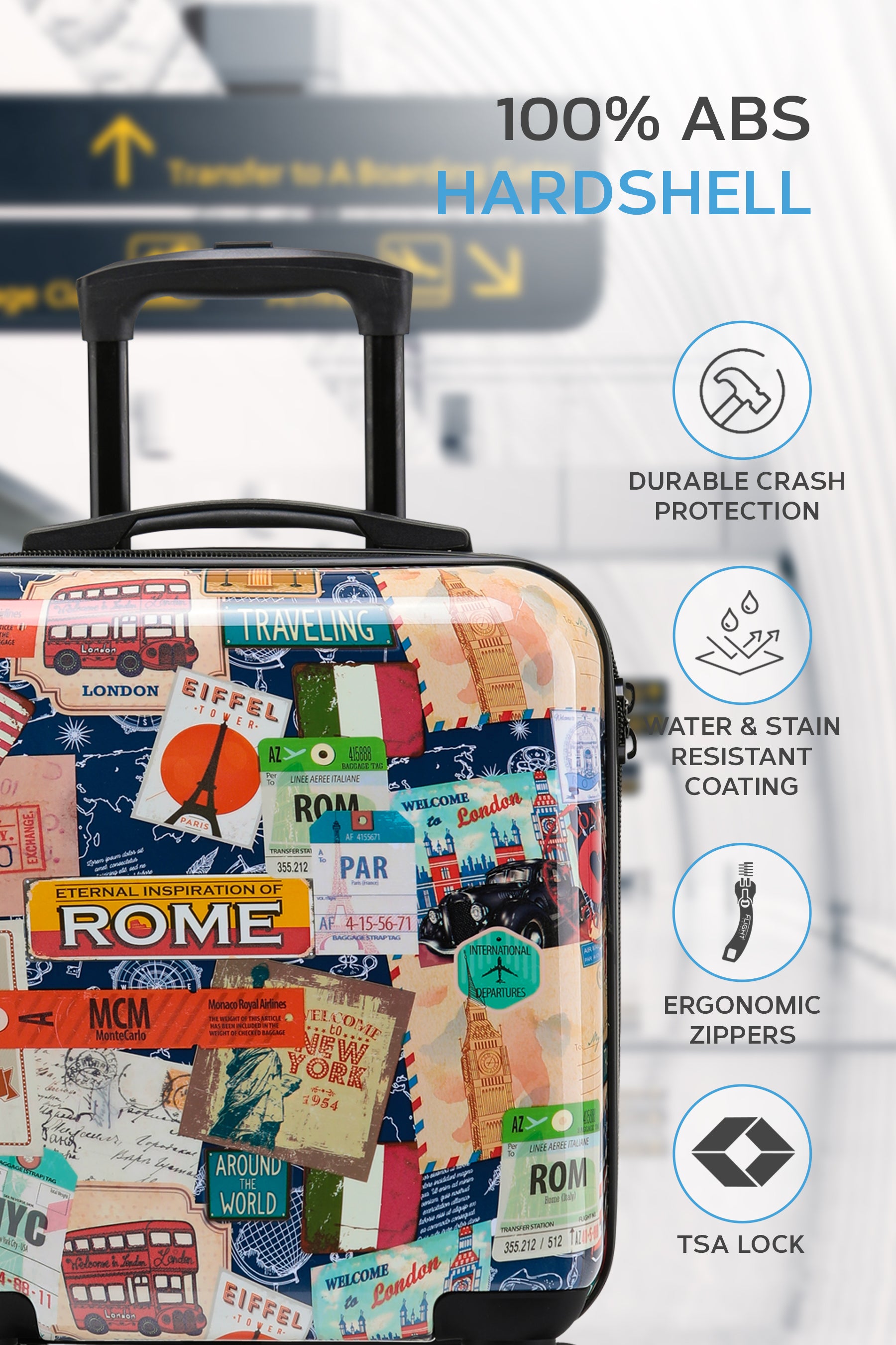 56x45x25cm PRINT Cabin Carry on Case
