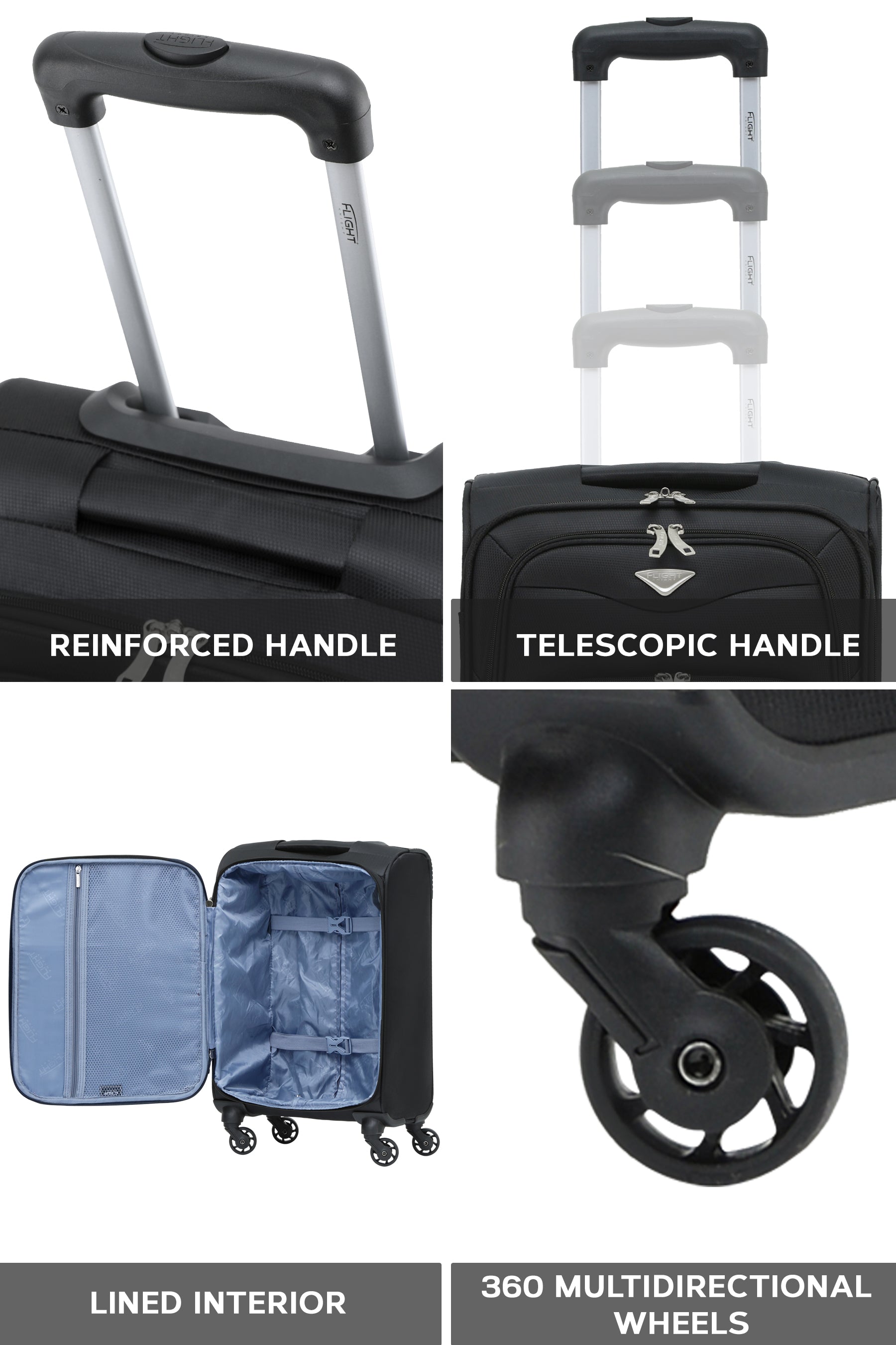 55x35x20cm Soft Shell Cabin Carry on Case