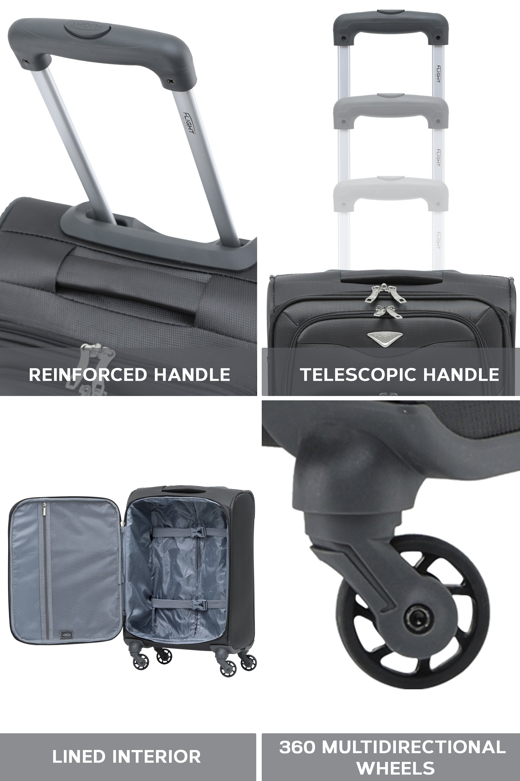 55x35x20cm Soft Shell Cabin Carry on Case