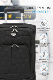 55x35x20cm Soft Shell Cabin Carry on Case - Quilted