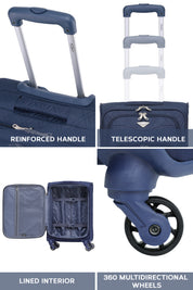 55x35x20cm Soft Shell Cabin Carry on Case - Quilted
