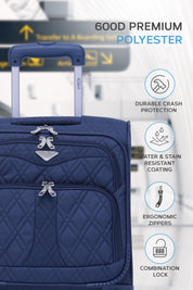 45x36x20cm Soft Shell Cabin Carry on Case - Quilted