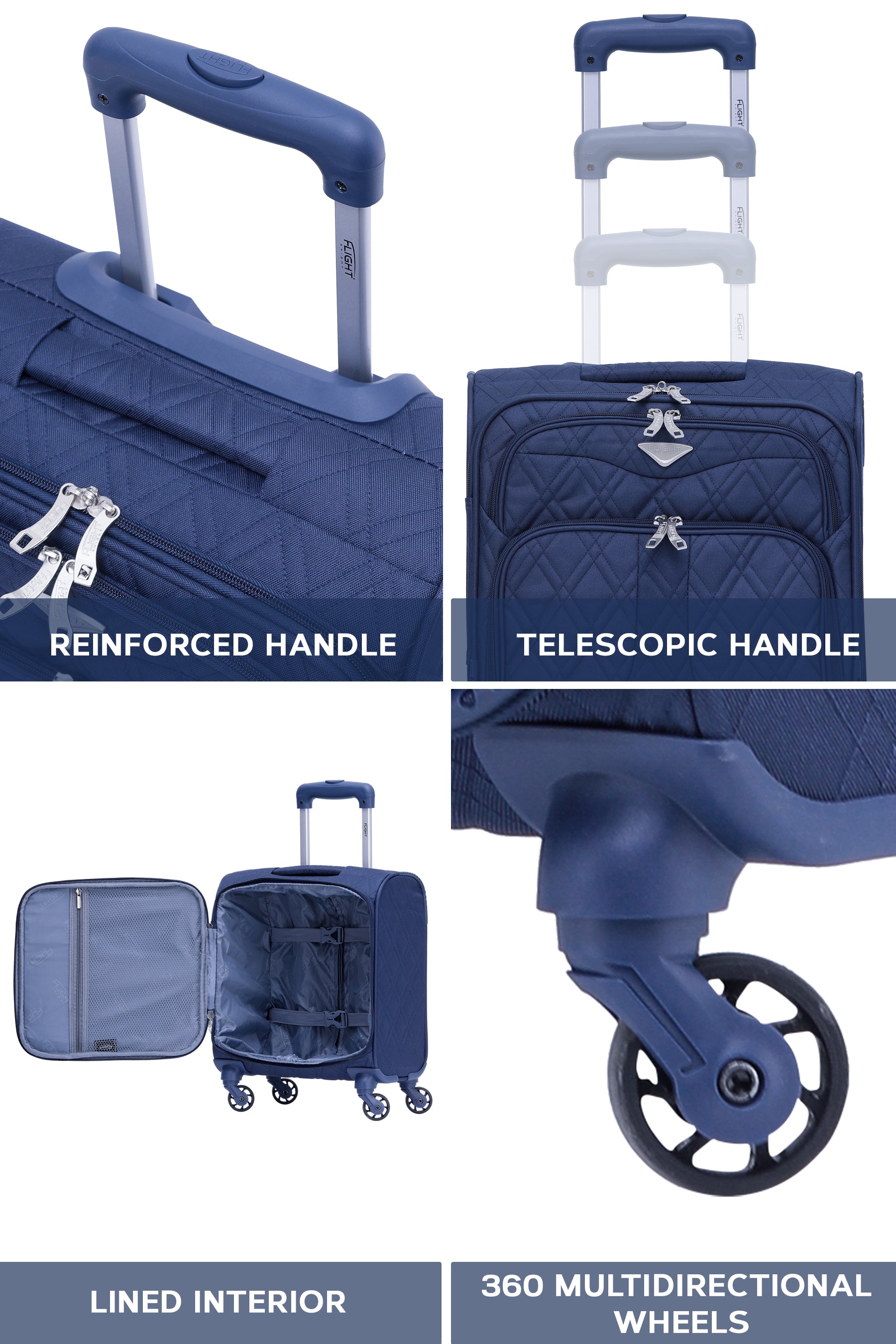 45x36x20cm Soft Shell Cabin Carry on Case - Quilted