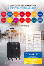 55x40x20cm Soft Shell Cabin Carry on Case