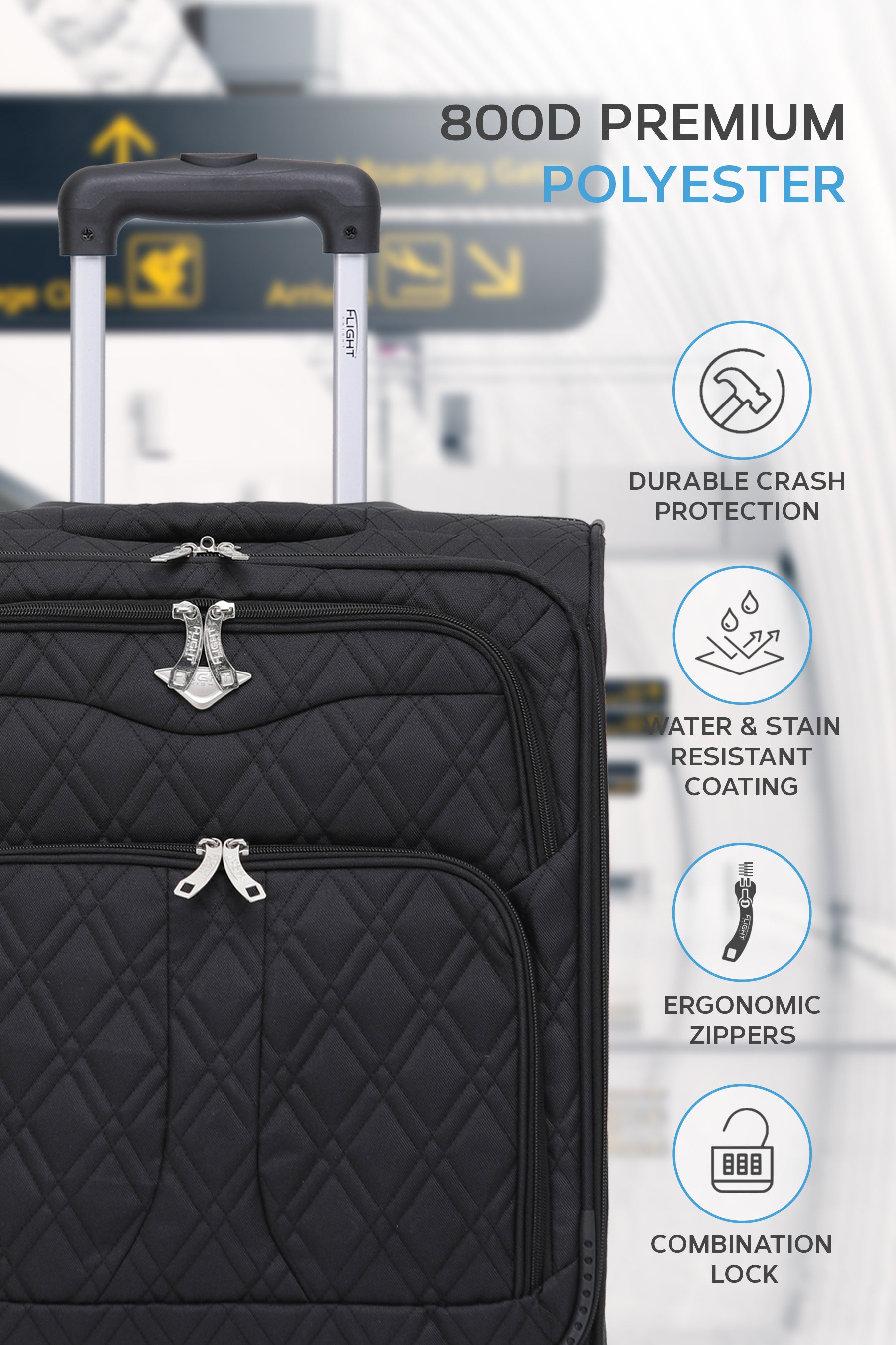 55x40x20cm Soft Shell Cabin Carry on Case - Quilted
