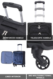 55x40x20cm Soft Shell Cabin Carry on Case - Quilted