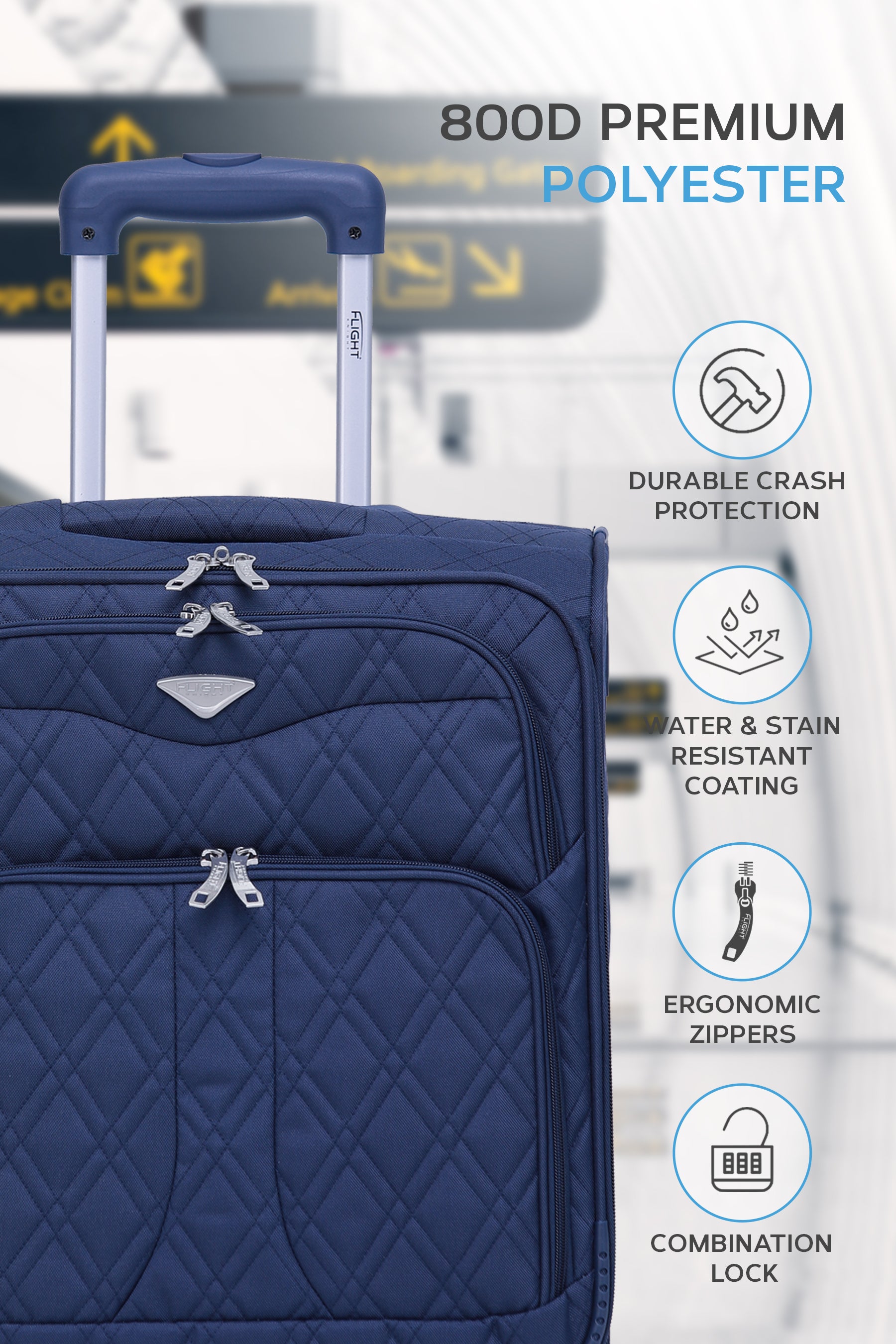 55x40x20cm Soft Shell Cabin Carry on Case - Quilted