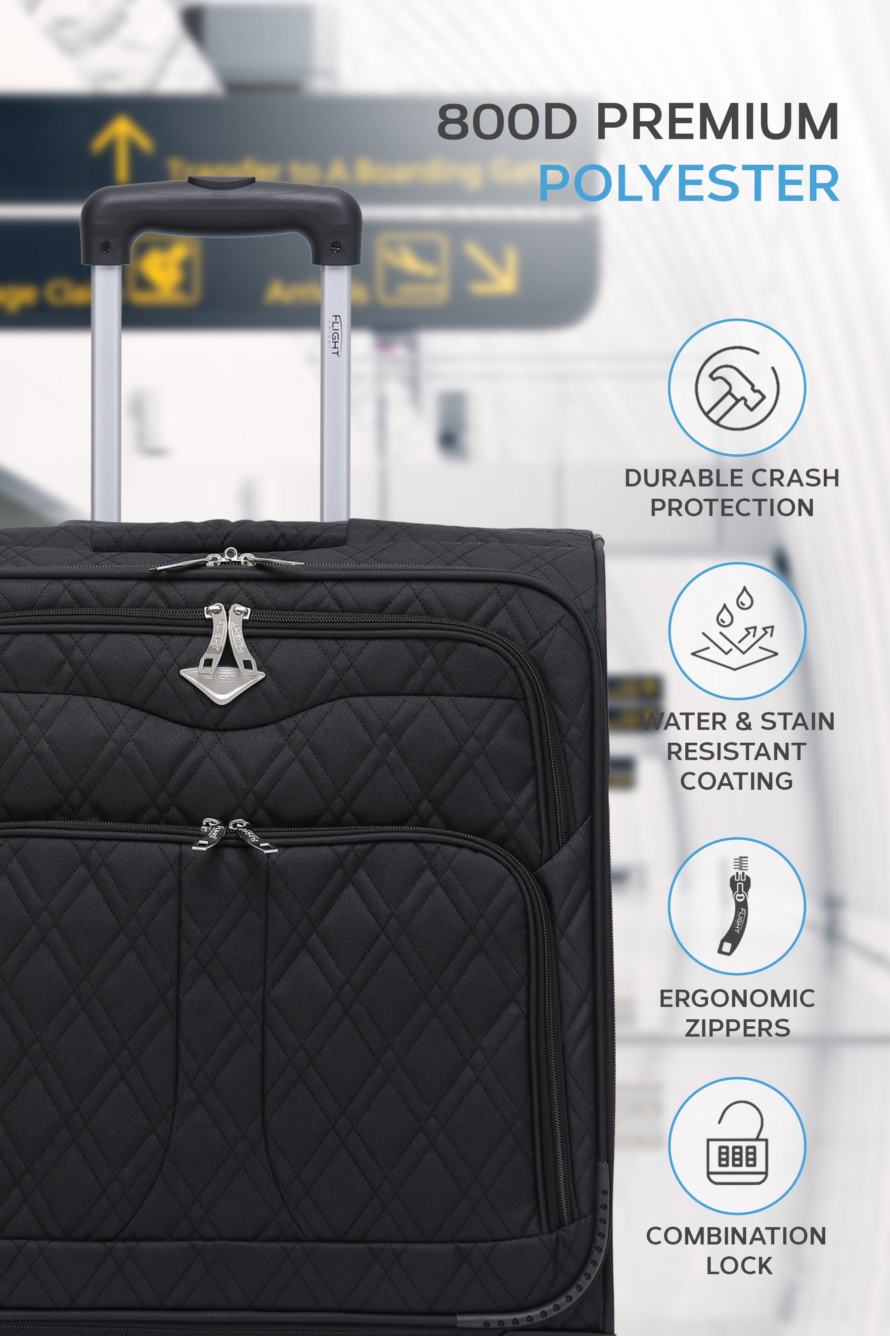 56x45x25cm Soft Shell Cabin Carry on Case - Quilted