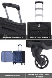 56x45x25cm Soft Shell Cabin Carry on Case - Quilted