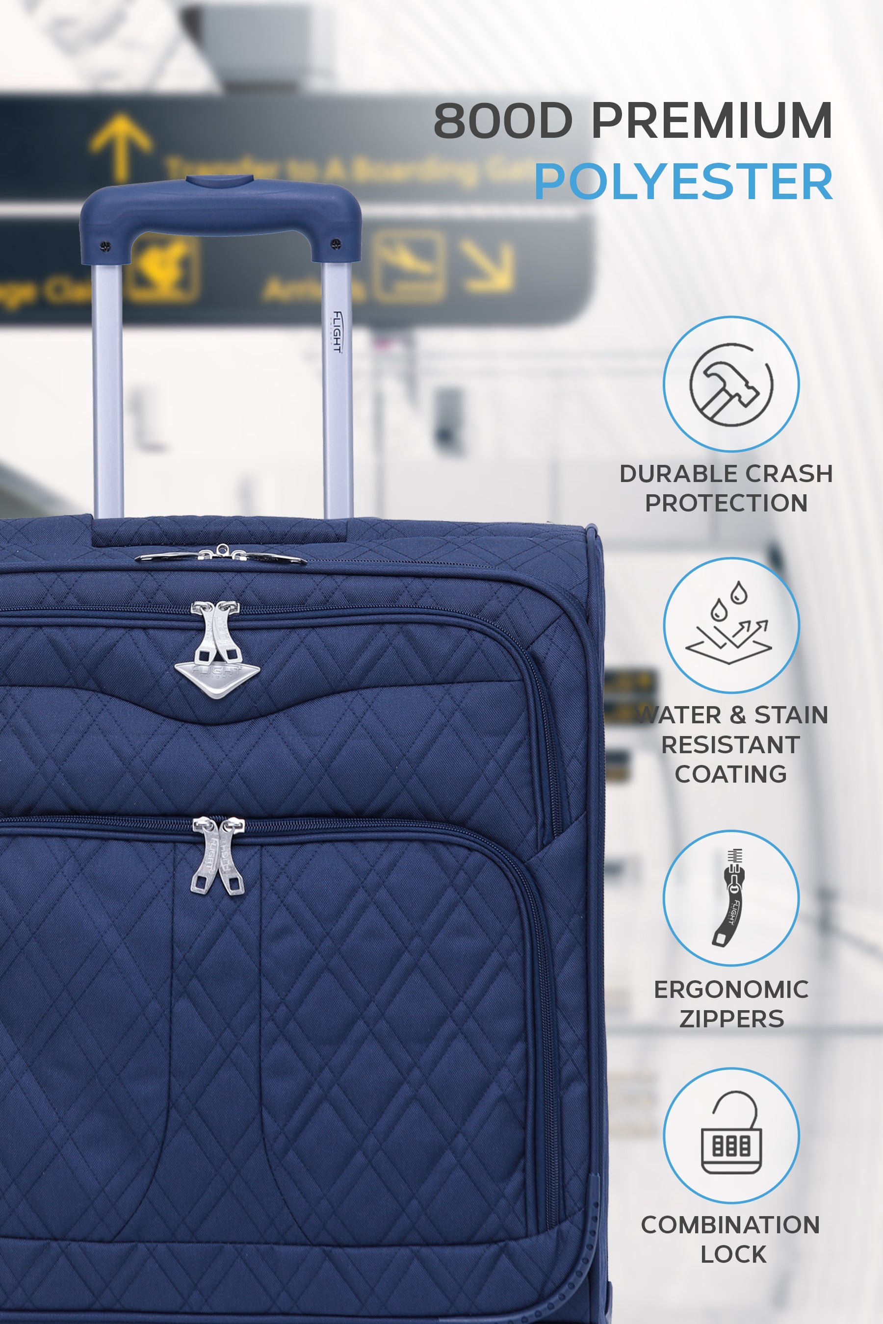 56x45x25cm Soft Shell Cabin Carry on Case - Quilted