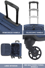 55x35x20cm Soft Shell Cabin Carry on Case - Quilted