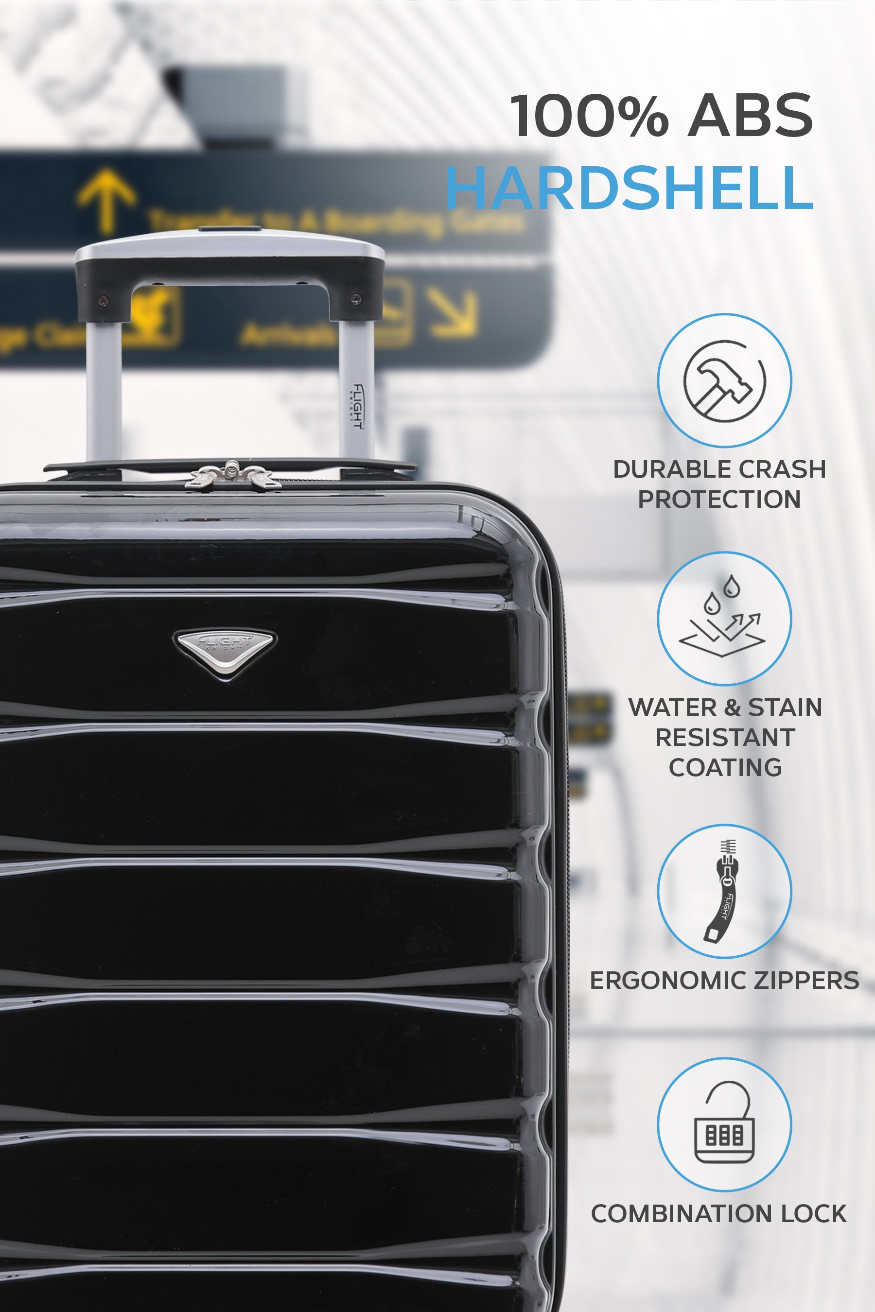 SAFIR 3 Piece Suitcase Set (55x35x20cm + Medium + Large) – Flight
