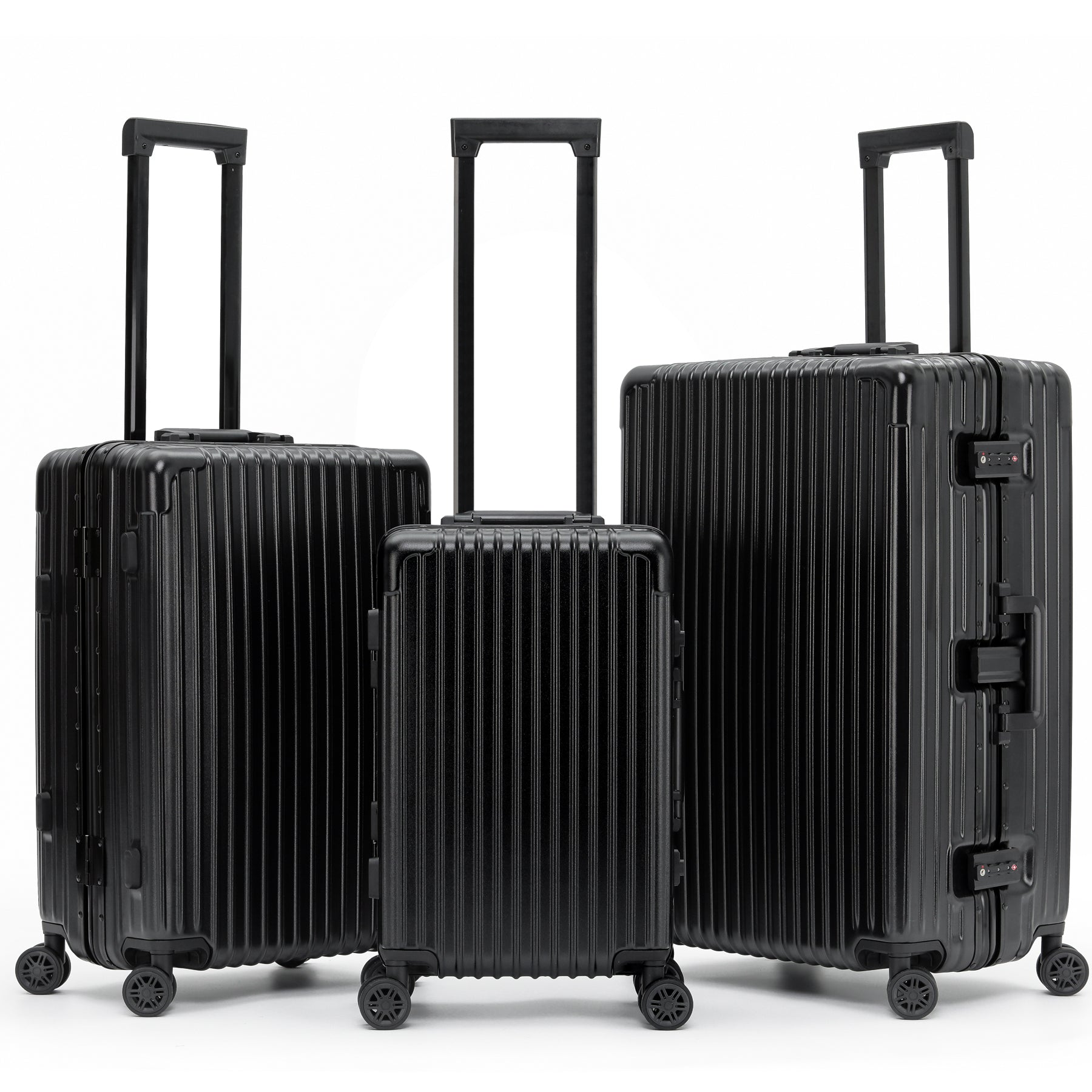 SILVER 3-Piece Suitcase Set (55x35x20cm + Medium + Large)