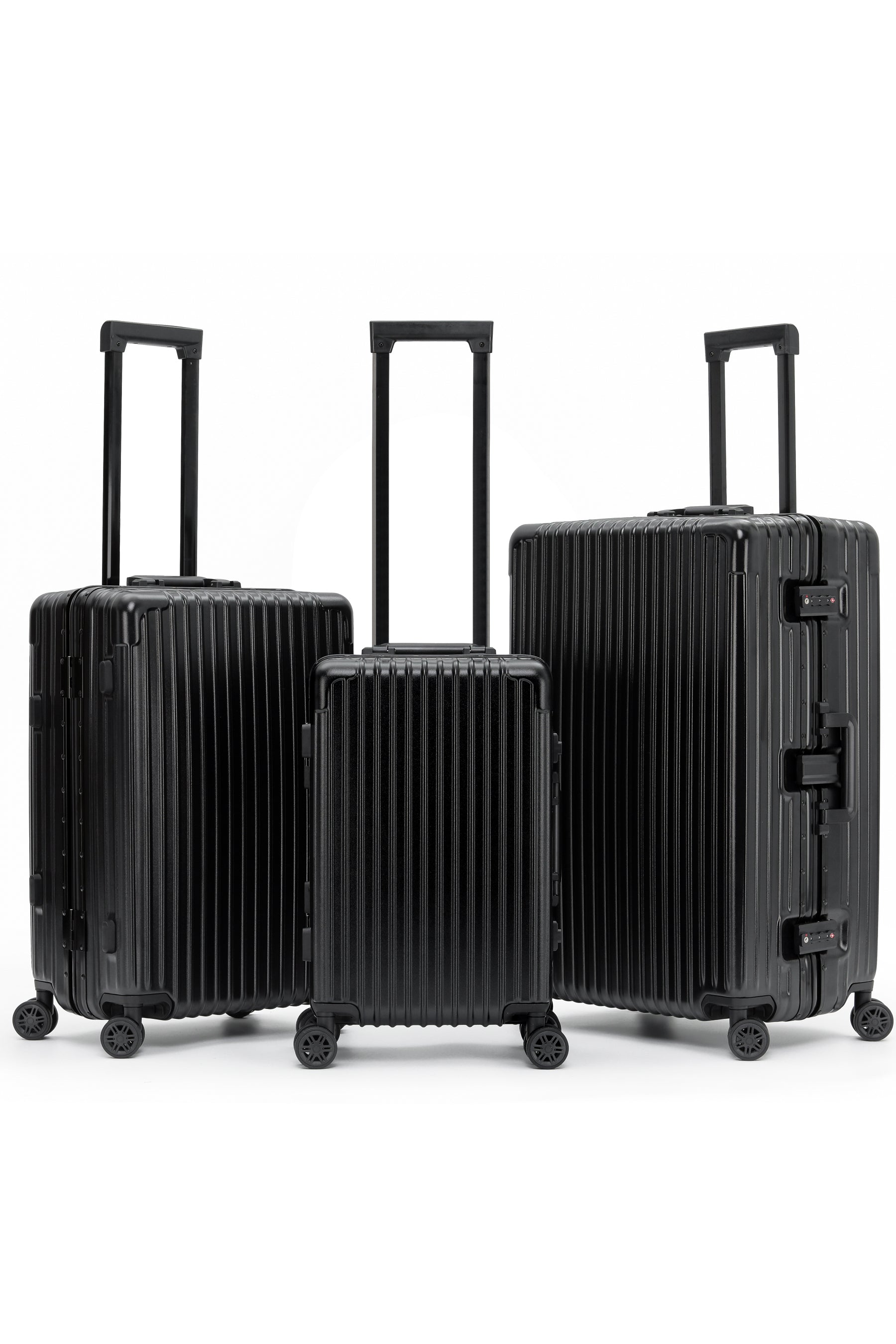 Set of 3 Silver Travel Cases 55x35x20cm + Medium + Large