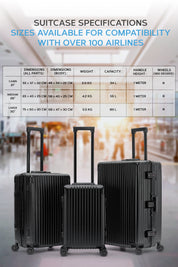 Set of 3 Silver Travel Cases 55x35x20cm + Medium + Large