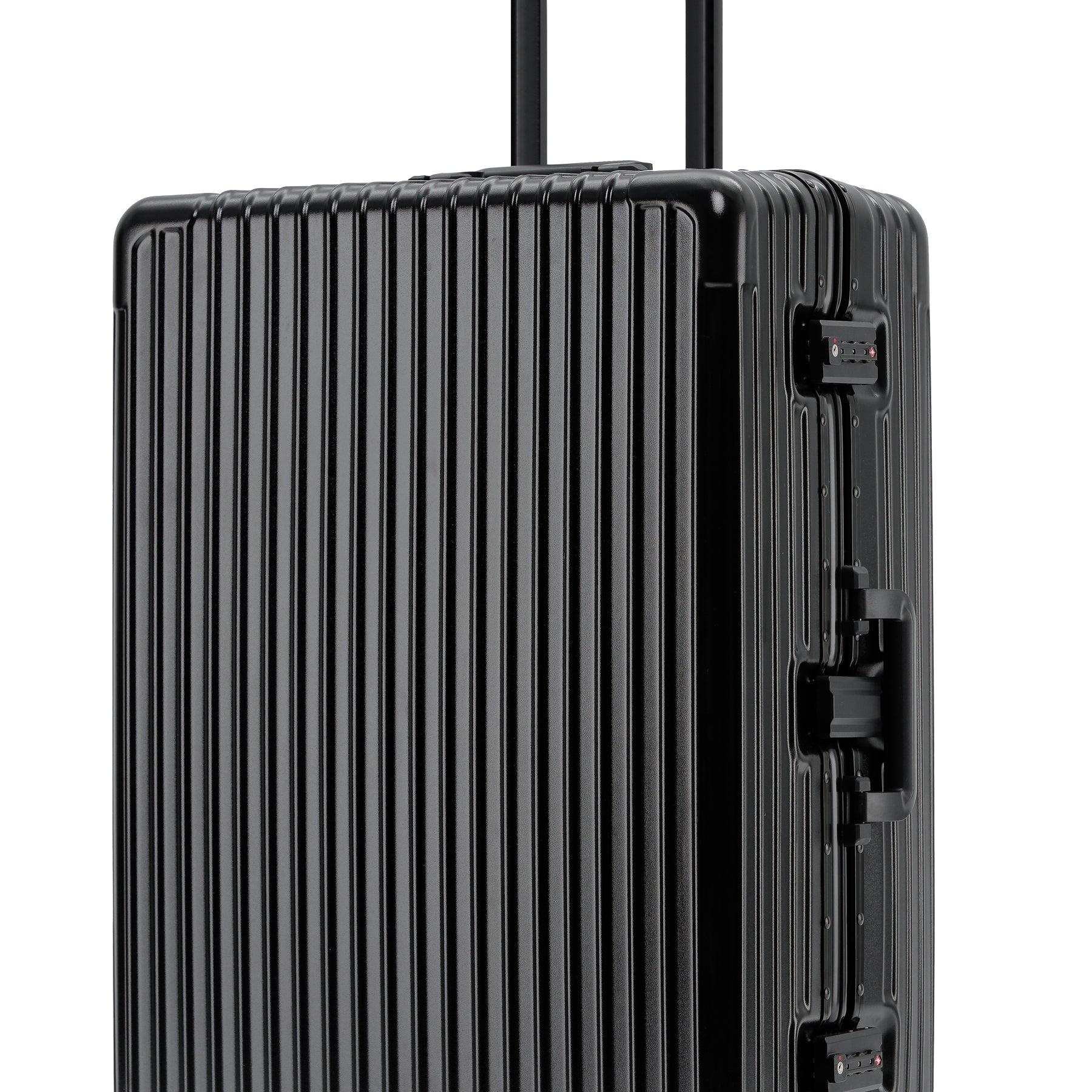 Large 30" Silver Checked Suitcase