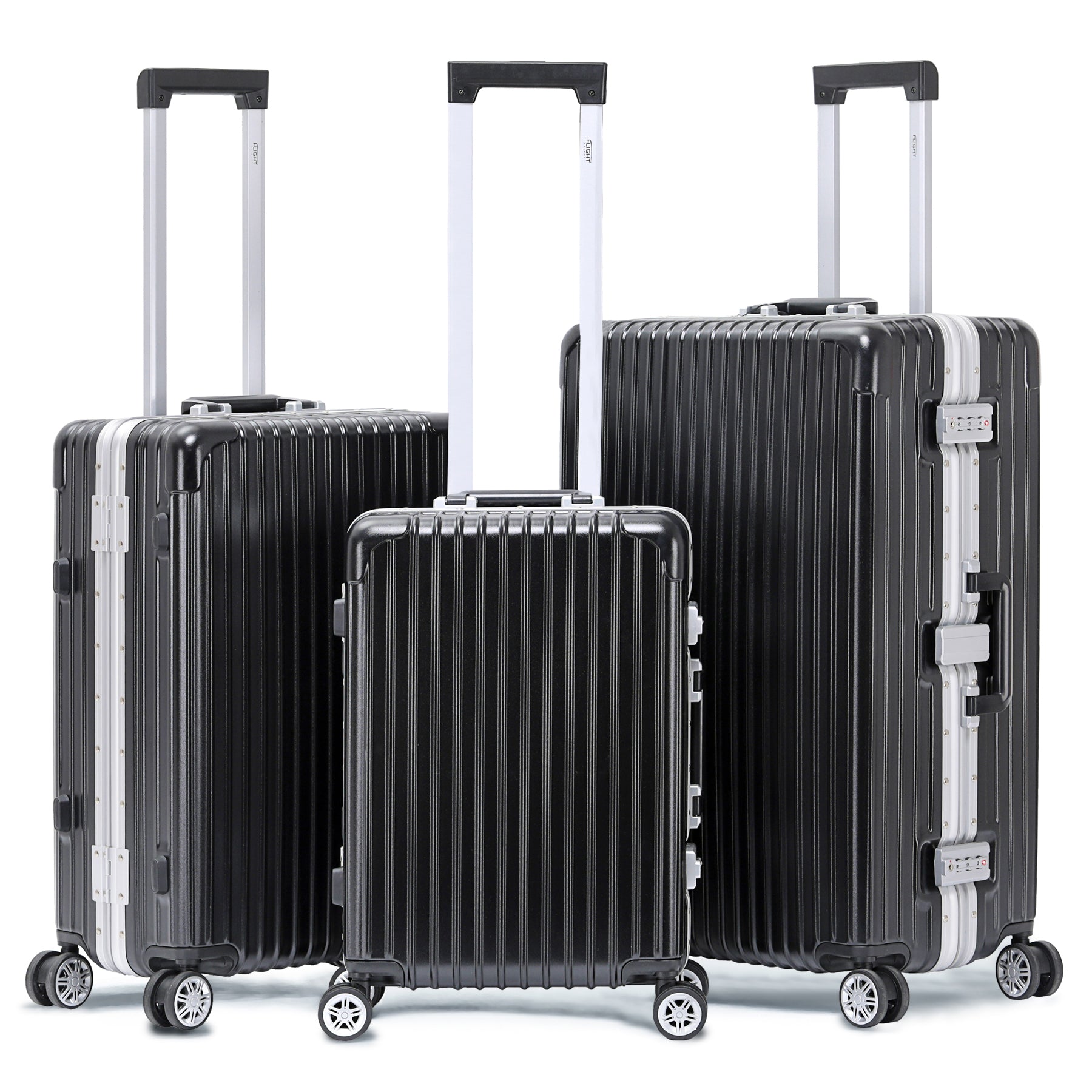 SILVER 3-Piece Suitcase Set (55x35x20cm + Medium + Large)