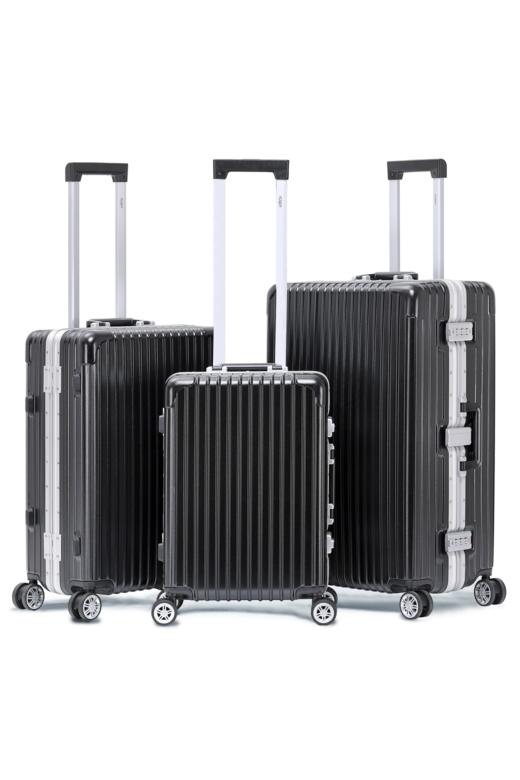 Set of 3 Silver Travel Cases 55x35x20cm + Medium + Large