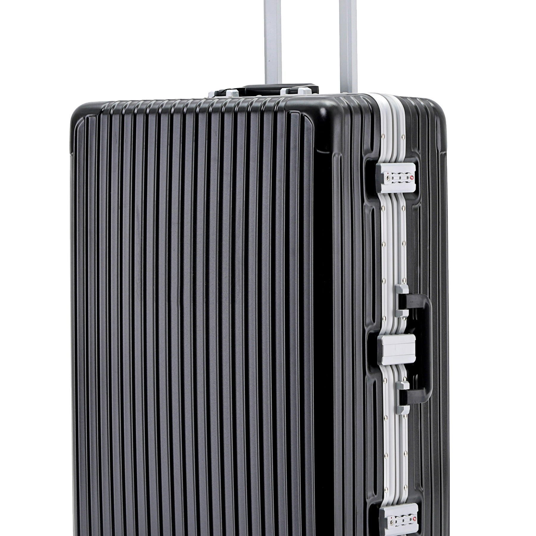 Large 30" Silver Checked Suitcase