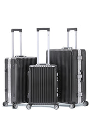 Set of 3 Silver Travel Cases 55x35x20cm + Medium + Large
