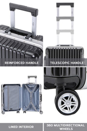 Set of 3 Silver Travel Cases 55x35x20cm + Medium + Large