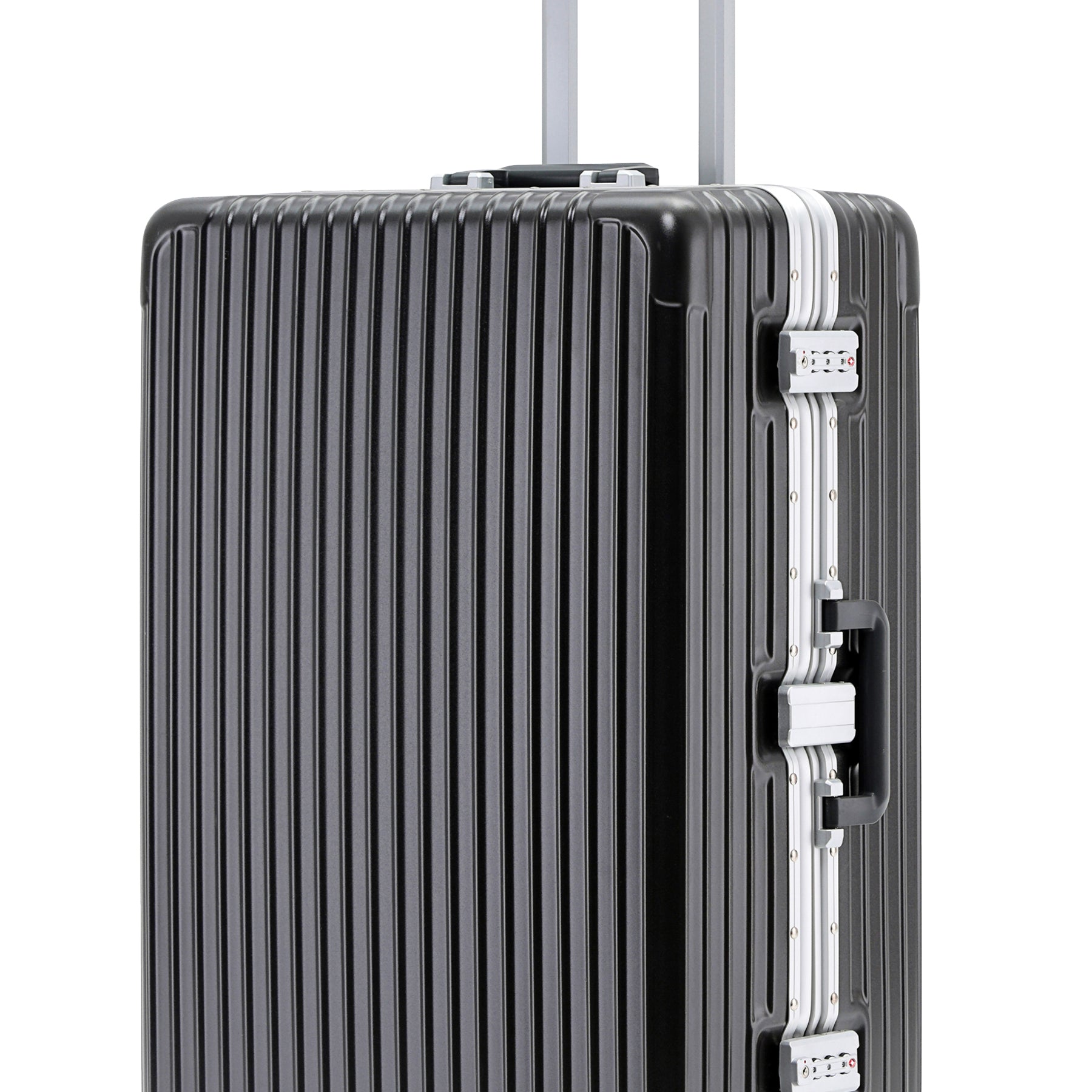 Large 30" Silver Checked Suitcase