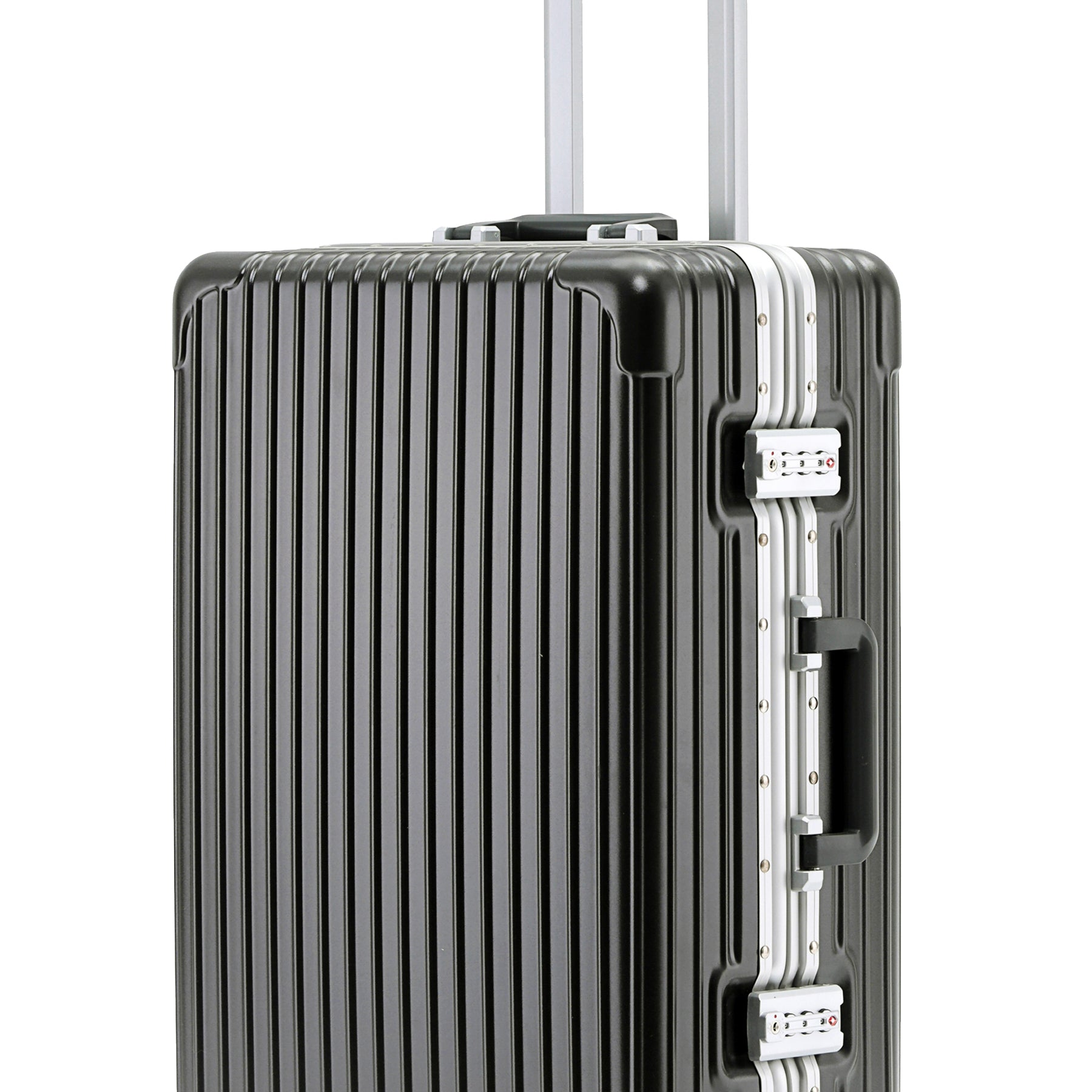 Medium 26" Silver Checked Suitcase