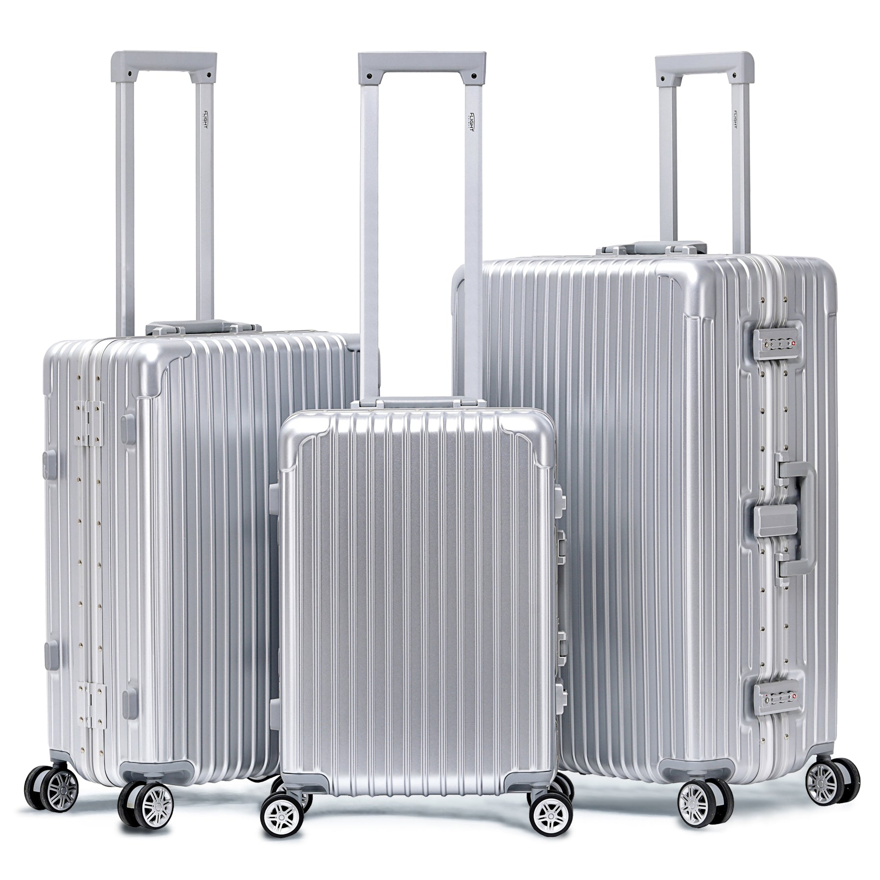 SILVER 3-Piece Suitcase Set (55x35x20cm + Medium + Large)