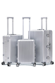 Set of 3 Silver Travel Cases 55x35x20cm + Medium + Large