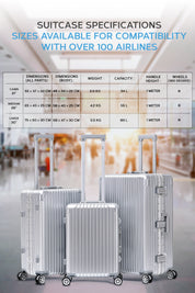 Set of 3 Silver Travel Cases 55x35x20cm + Medium + Large