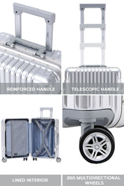 Set of 3 Silver Travel Cases 55x35x20cm + Medium + Large